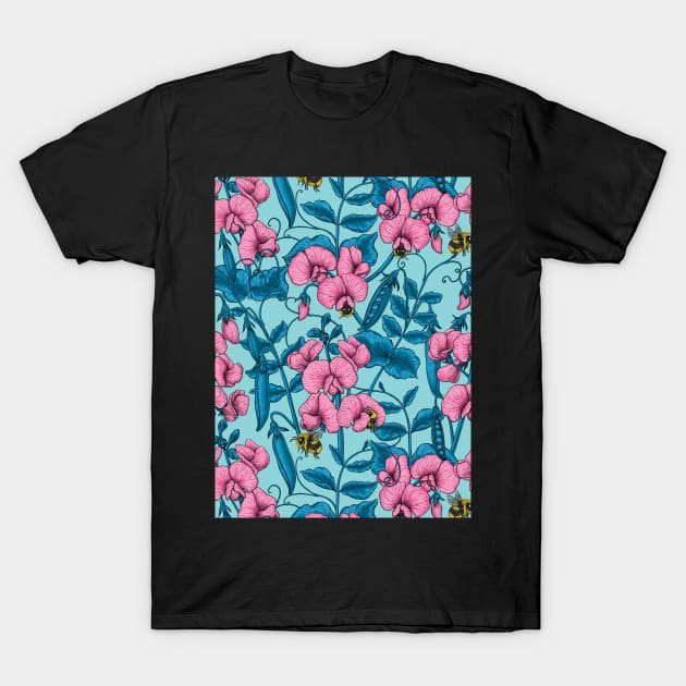 Sweet peas and bumblebees T-Shirt by katerinamk